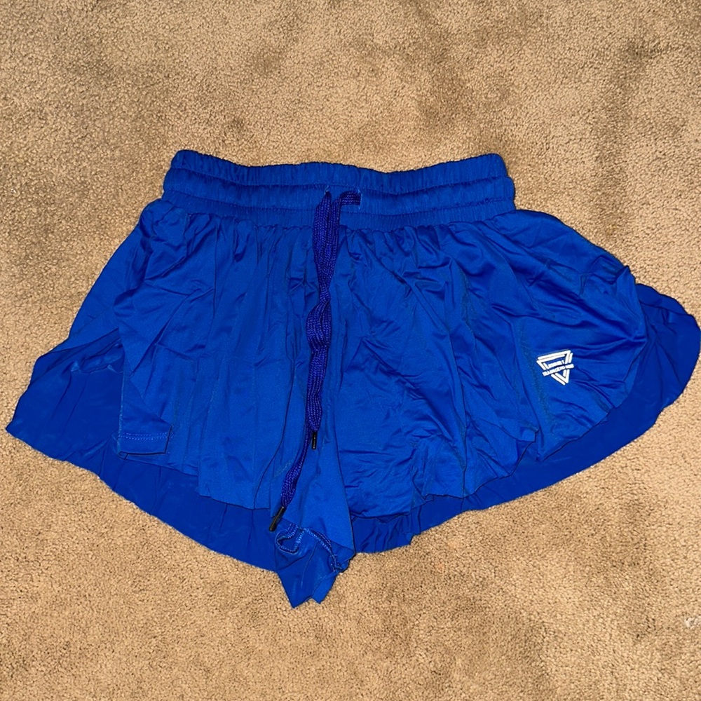 blue flowy shorts